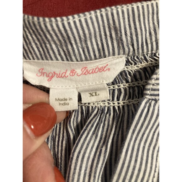 Ingrid & Isabel Maternity Blouse XL Blue White Pin Stripe - Picture 16 of 16